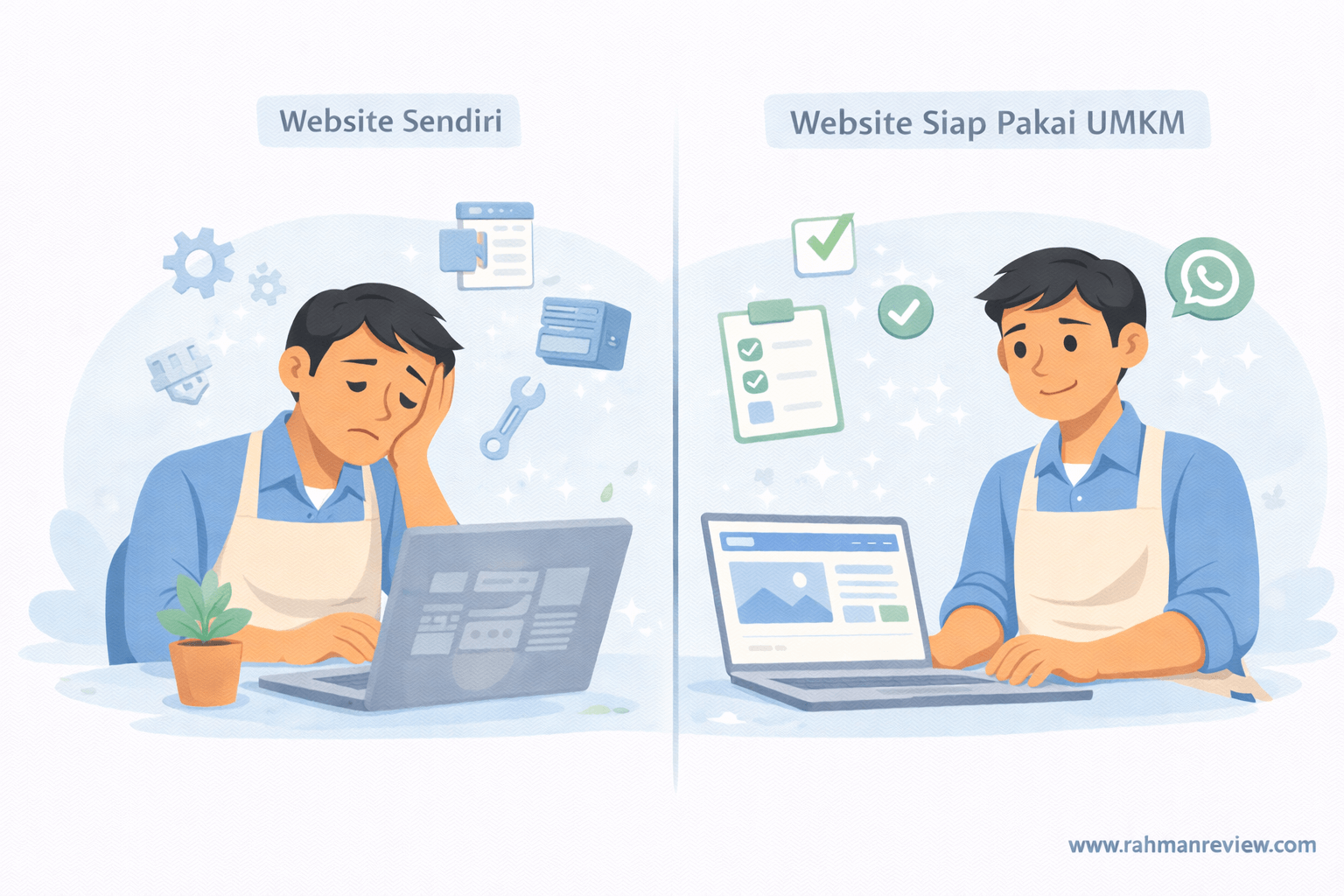 website sendiri vs website siap pakai umkm 